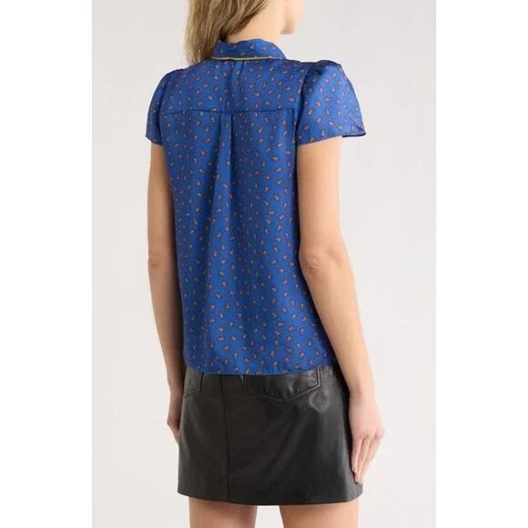 ALICE + OLIVIA Jeannie Piped Tie Neck Top - Picture 2 of 6